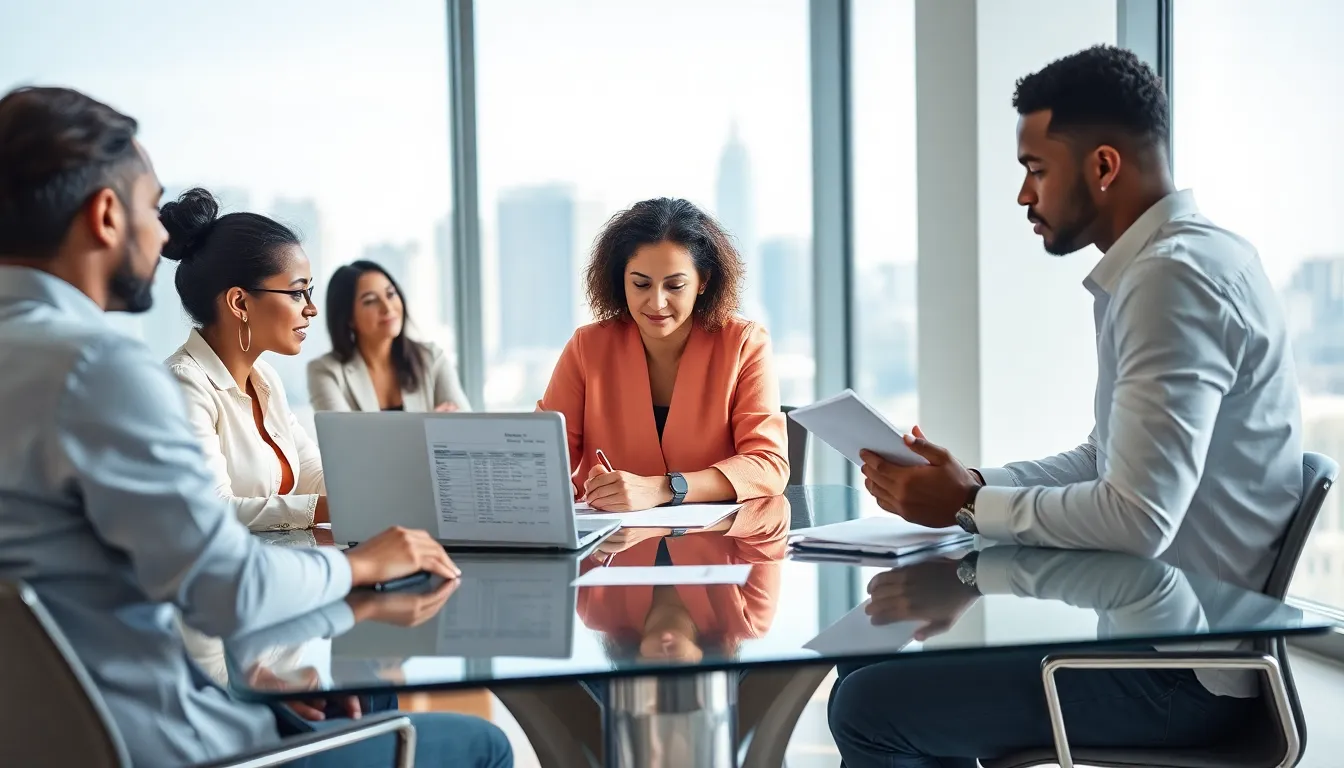 diverse team discussing budget strategies in a modern office.