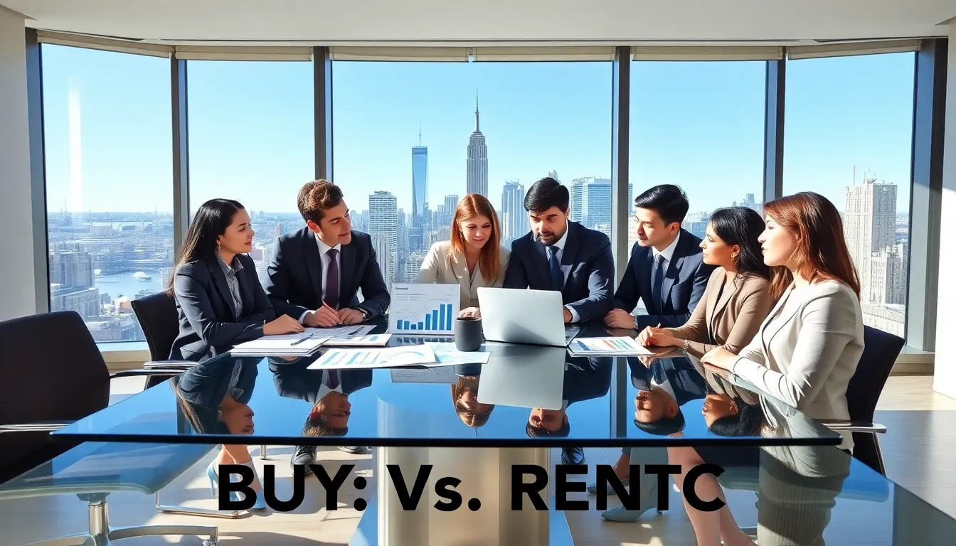 diverse team discussing real estate trends in NYC office.